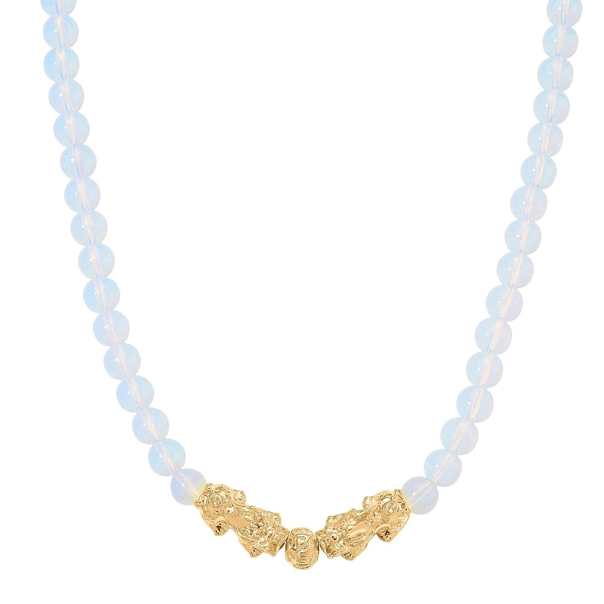 Opalite Beads, Pixiu Necklace (Size 18 - 2 Ext) in Yellow Goldtone 330.00 Ct. V32515575 0