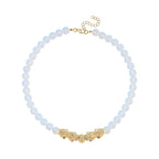 Opalite Beads & Pixiu Necklace (Size 18 - 2 Ext) in Yellow Gold Plated 330.00 Ct.
