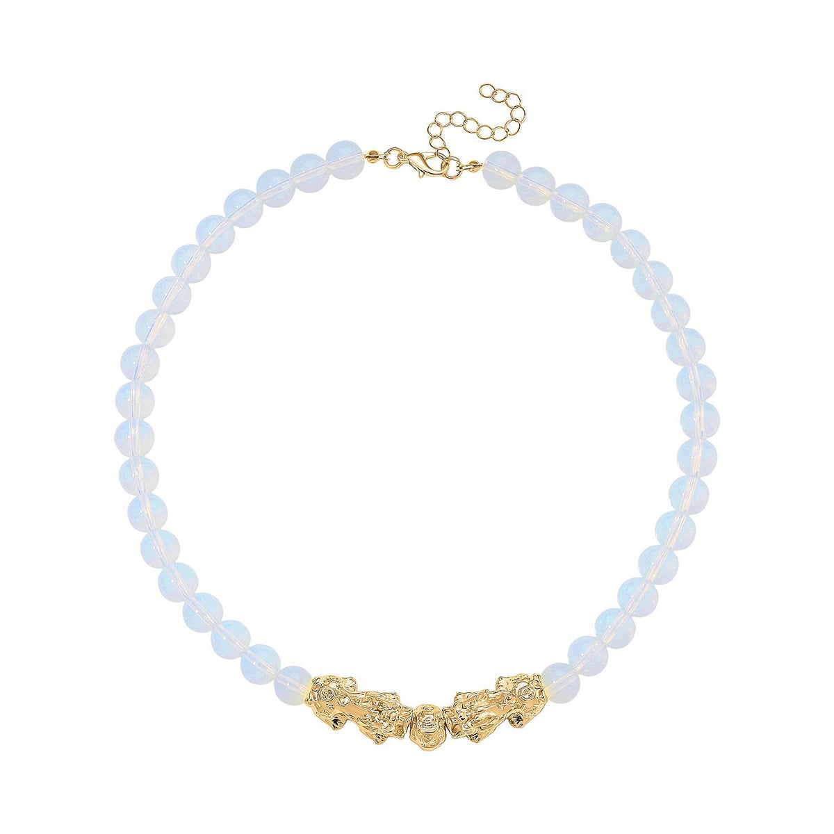 Opalite Beads, Pixiu Necklace (Size 18 - 2 Ext) in Yellow Goldtone 330.00 Ct. V32515575 2