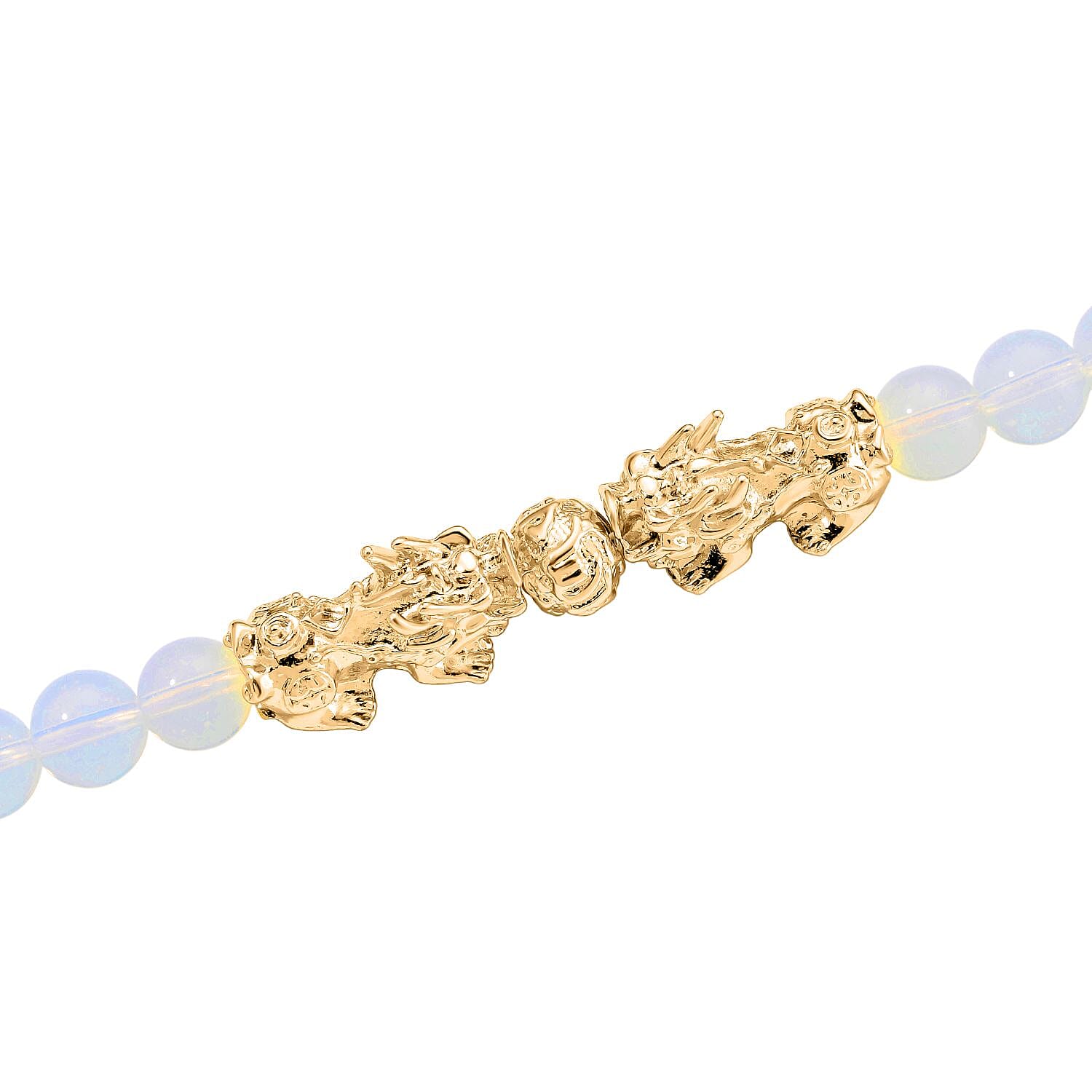 Opalite Beads, Pixiu Necklace (Size 18 - 2 Ext) in Yellow Goldtone 330.00 Ct. V32515575 3