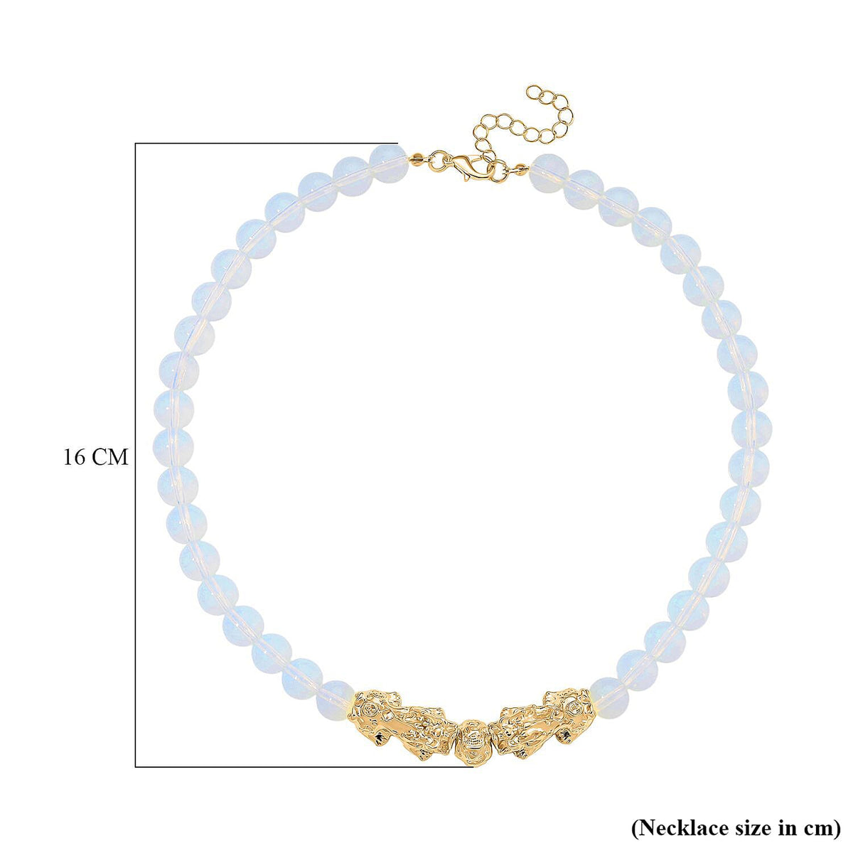 Opalite Beads, Pixiu Necklace (Size 18 - 2 Ext) in Yellow Goldtone 330.00 Ct. V32515575 5