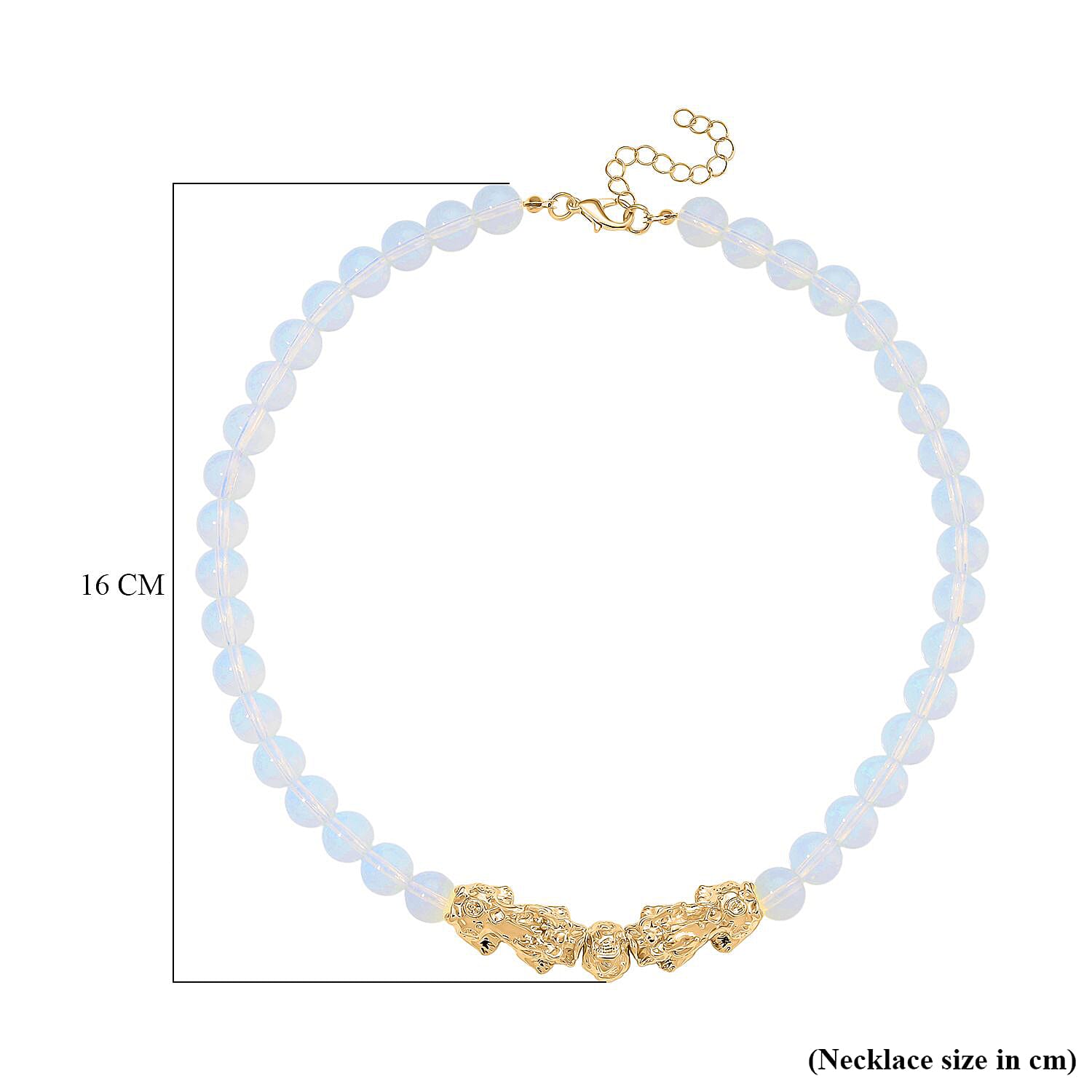 Opalite Beads, Pixiu Necklace (Size 18 - 2 Ext) in Yellow Goldtone 330.00 Ct. V32515575 5