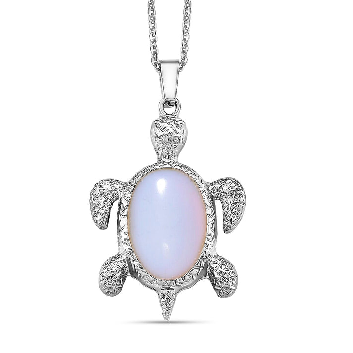 Opalite Turtle Spirit Pendant with Chain (Size 20+2 Ext) in Silver Tone 10.00 Ct.(35x21) 4426073 1