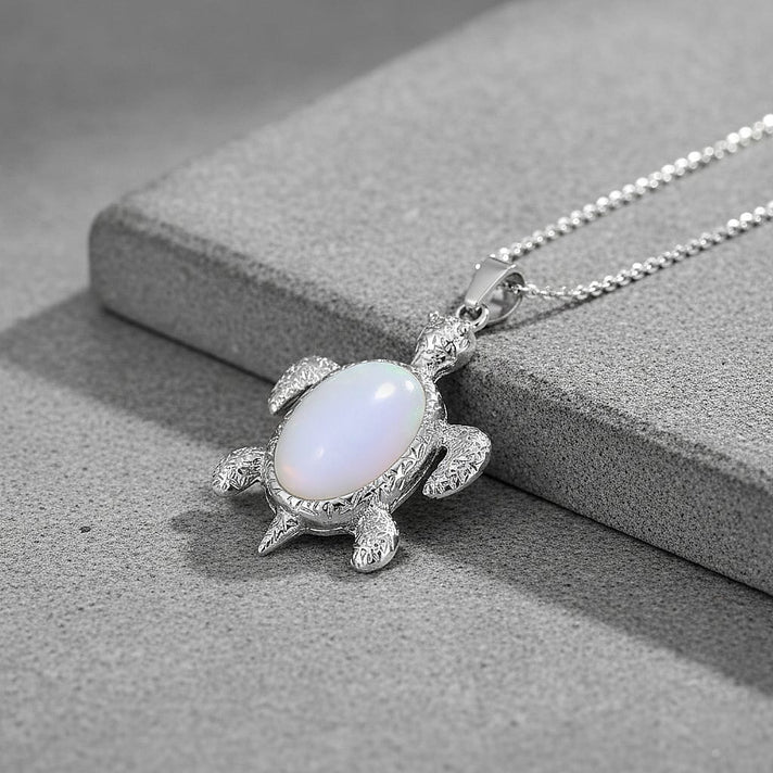 Opalite Turtle Spirit Pendant with Chain (Size 20+2 Ext) in Silver Tone 10.00 Ct.(35x21) 4426073 2