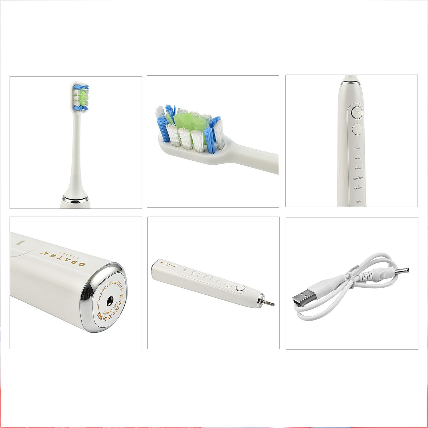 Opatra- Clean Pro5 - Electric Toothbrush with 2 Replacement Heads, LIFETIME WARRANTY 7180139 4