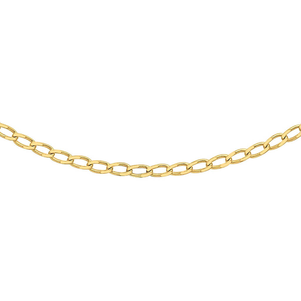 9K Yellow Gold Open Curb Chain With Spring Ring Clasp (Size - 18)