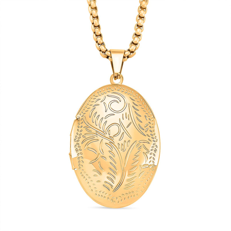 Openable Locket Pendant with Box Necklace (Size 22-2 Ext) in Yellow Gold Plated