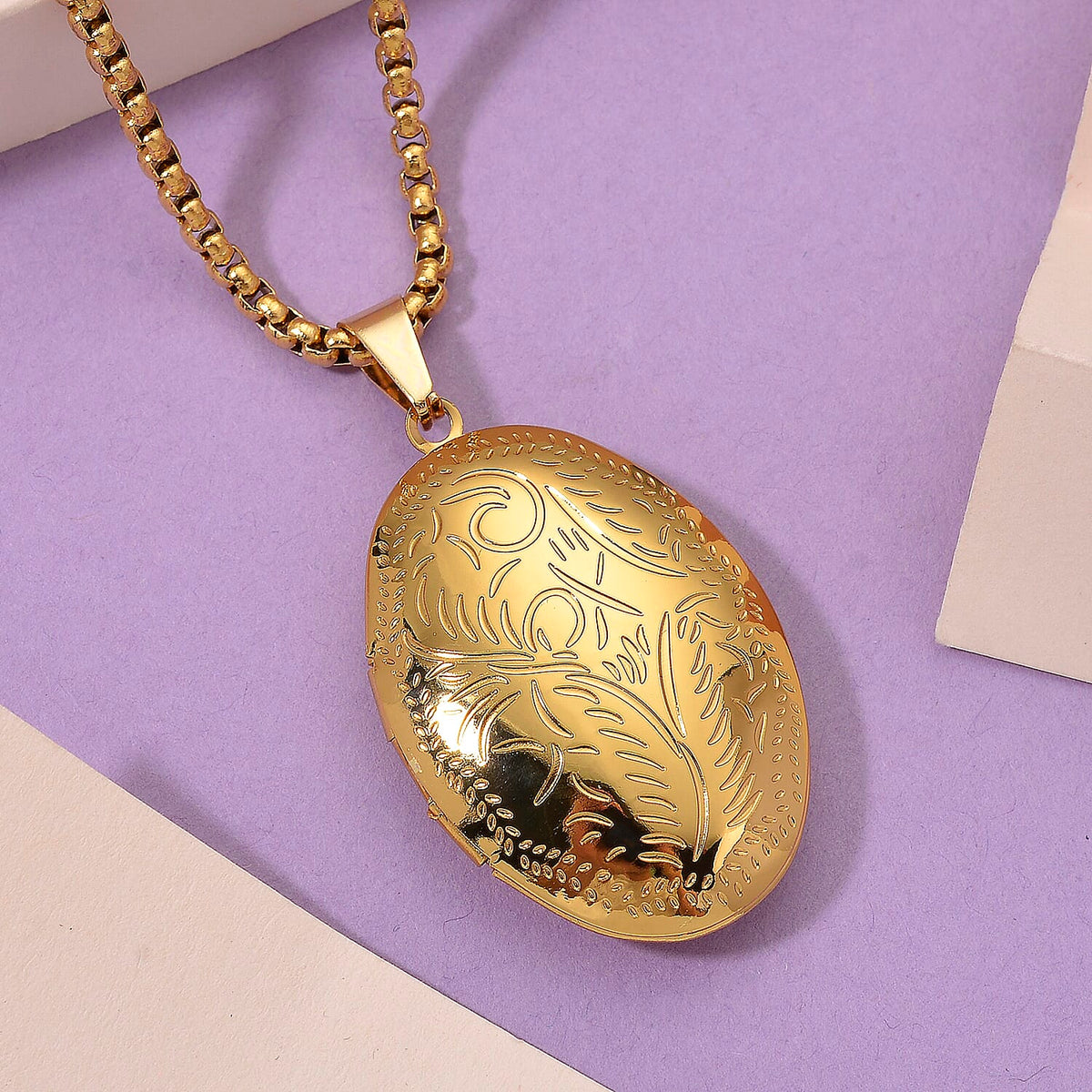 Openable Locket Pendant with Box Necklace (Size 22-2 Ext) in Yellow Gold Plated V32703864 2