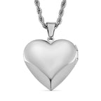 Heart Locket Pendant with Rope Necklace (Size 22-2 Ext)(Outer Pendant Size 28.70x27.30mm).