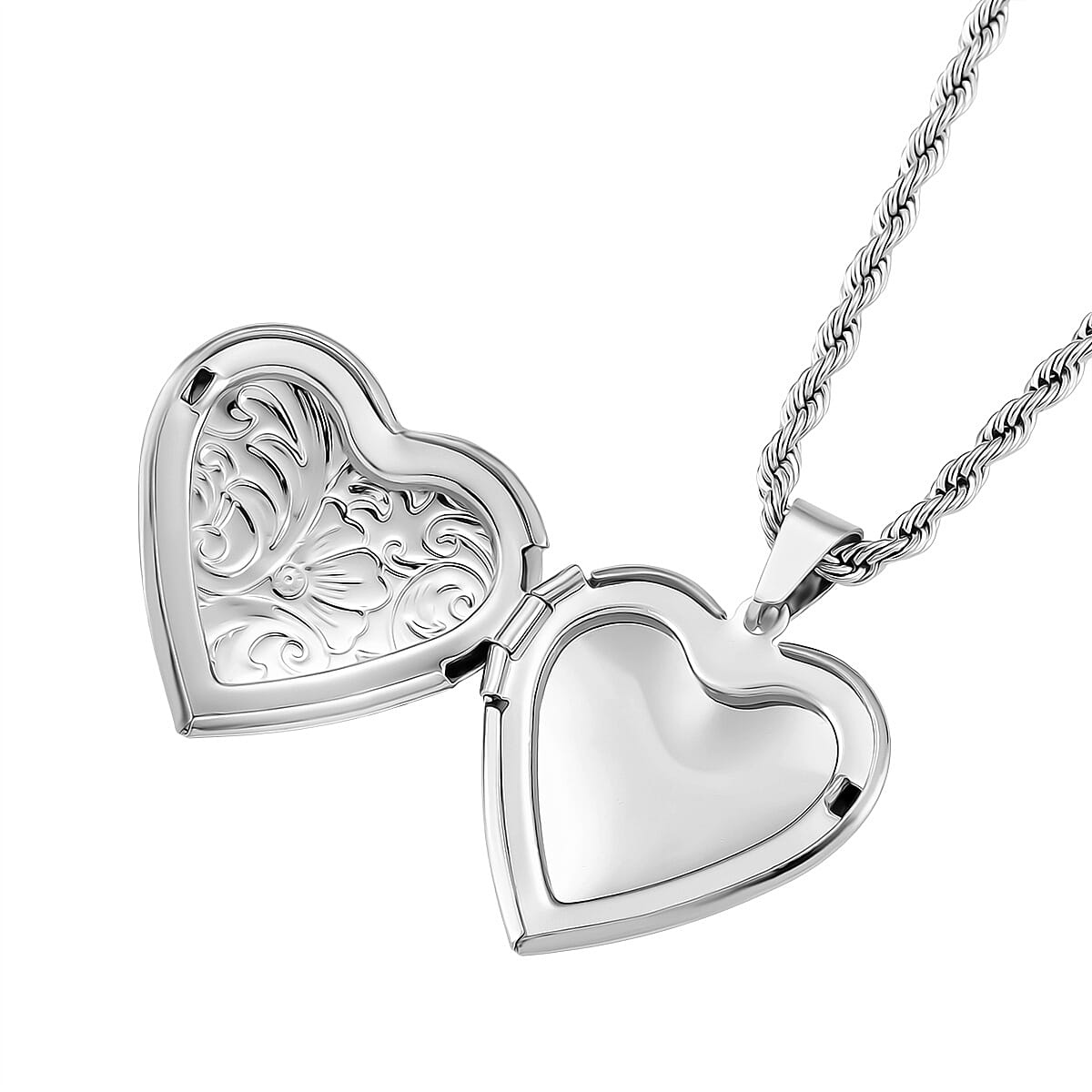 Heart Locket Pendant with Rope Necklace (Size 22-2 Ext)(Outer Pendant Size 28.70x27.30mm). 4388936 5