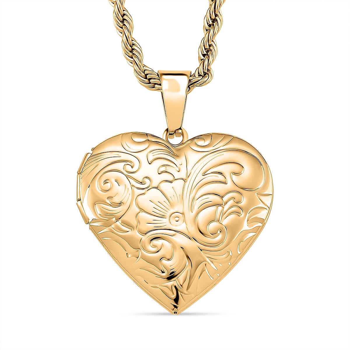 Heart Locket Pendant with Rope Necklace (Size 22-2 Ext)(Outer Pendant Size 28.70x27.30mm). V32701102 0