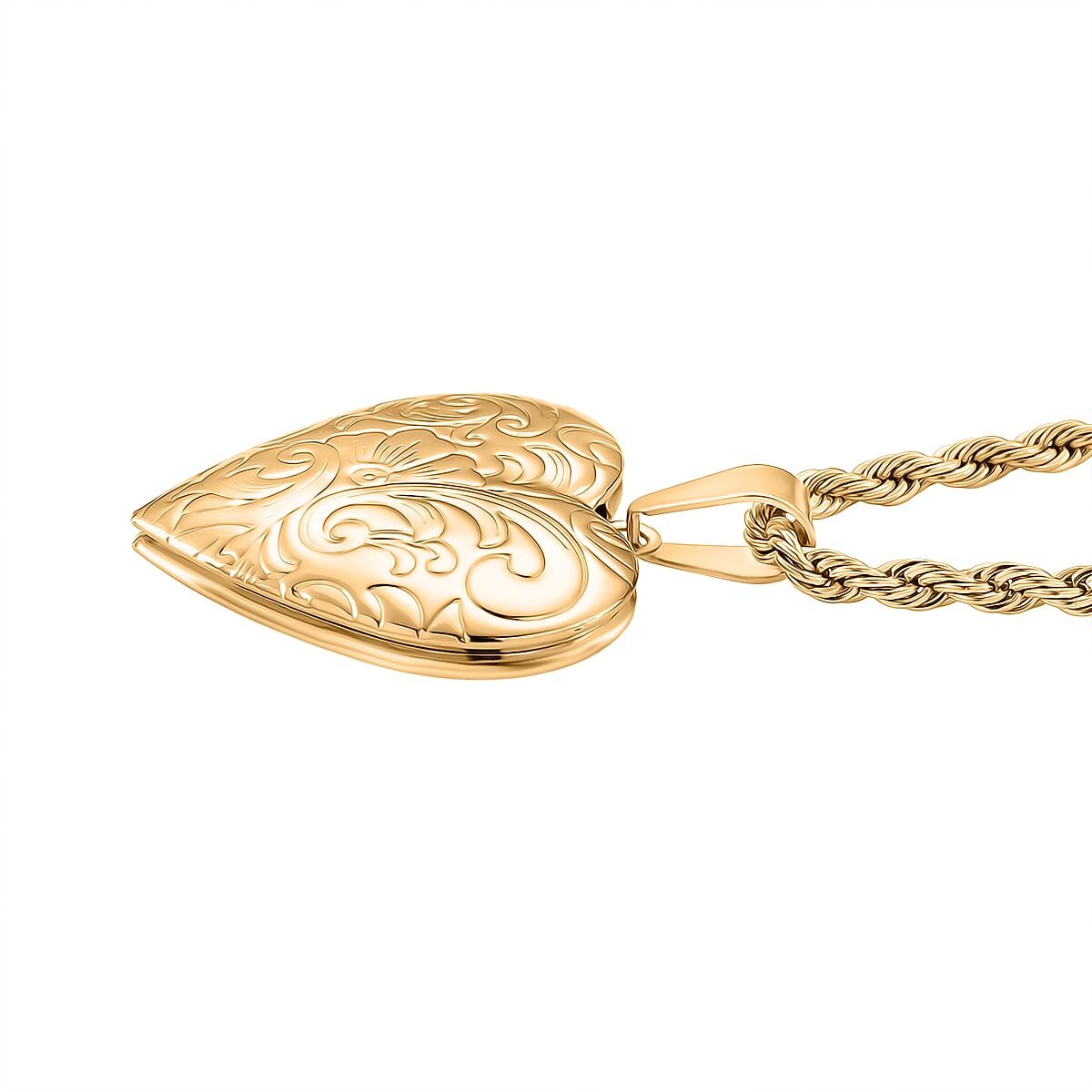 Heart Locket Pendant with Rope Necklace (Size 22-2 Ext)(Outer Pendant Size 28.70x27.30mm). V32701102 3