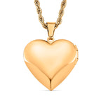Heart Locket Pendant with Rope Necklace (Size 22-2 Ext)(Outer Pendant Size 28.70x27.30mm).