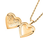 Heart Locket Pendant with Rope Necklace (Size 22-2 Ext)(Outer Pendant Size 28.70x27.30mm).