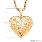 Heart Locket Pendant with Rope Necklace (Size 22-2 Ext)(Outer Pendant Size 28.70x27.30mm).