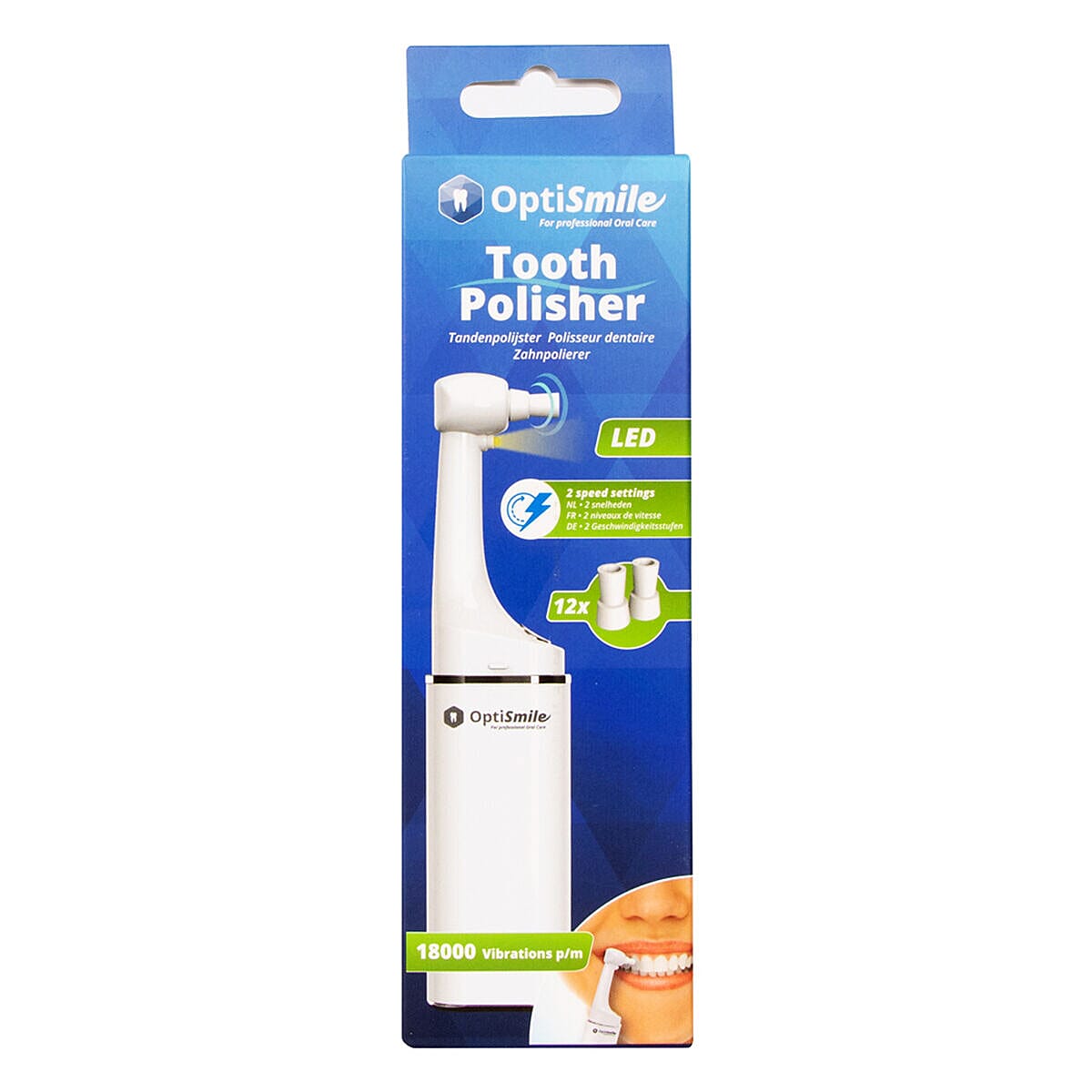 OptiSmile Tooth polisher with LED Lights and 12 Heads - White 7283425 0