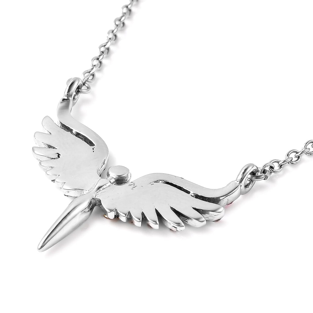 Multi Colour Austrian Crystal Angel Necklace (Size 20) in Stainless Steel
