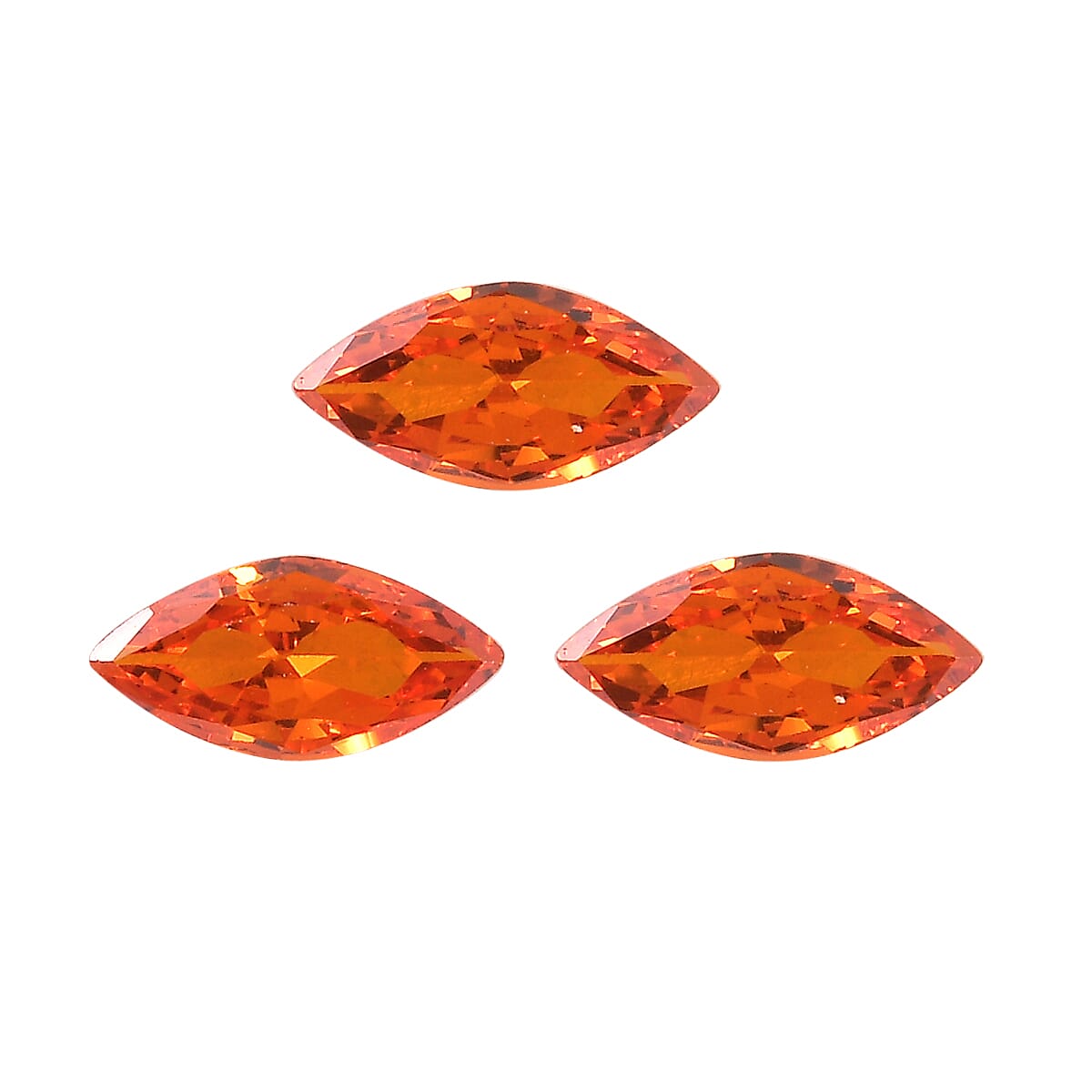 Set of 3 Orange Cubic Zirconia Loose Gemstones in Marquee Shape 0.5 Ct. (5x2.5 mm) 8068386 0