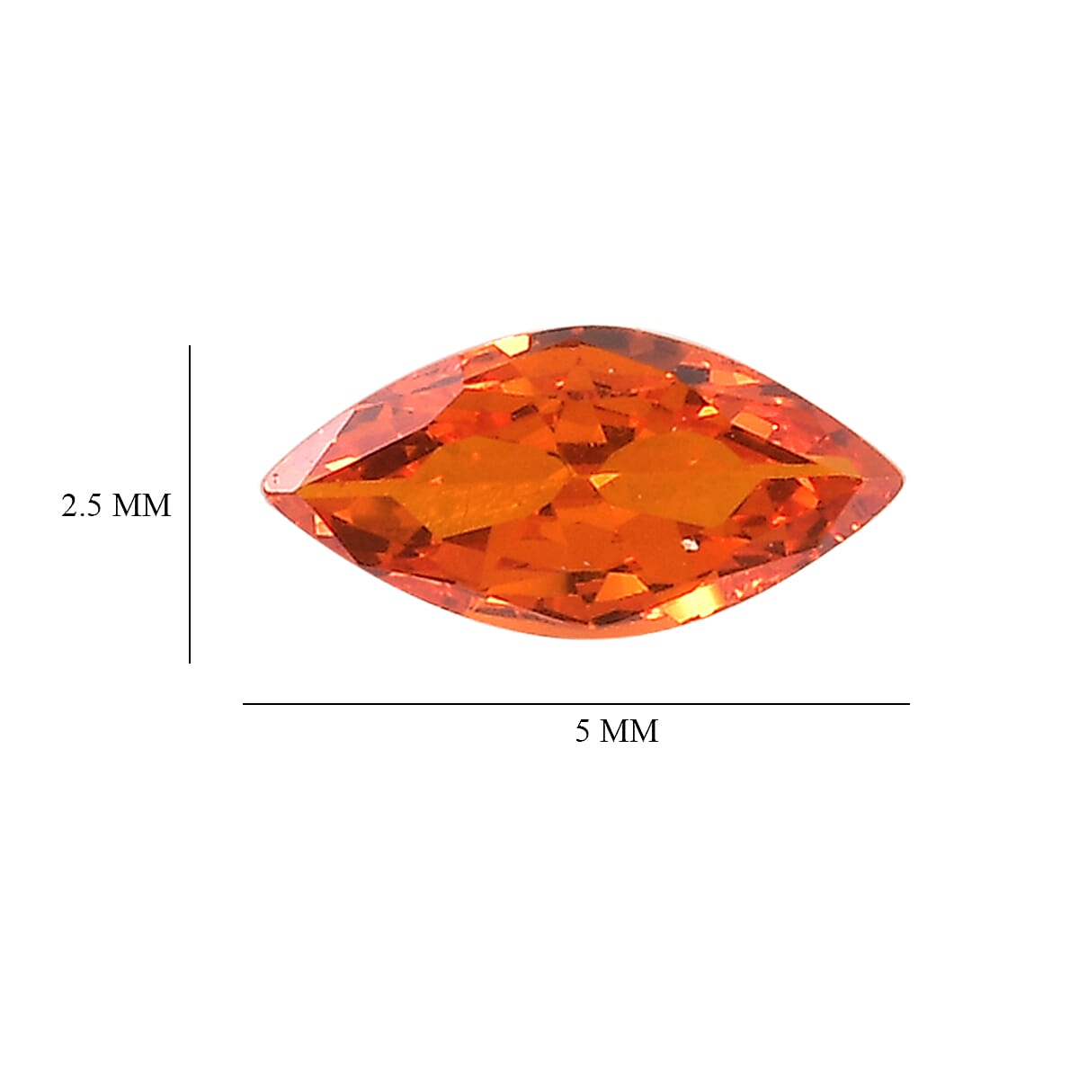 Set of 3 Orange Cubic Zirconia Loose Gemstones in Marquee Shape 0.5 Ct. (5x2.5 mm) 8068386 4