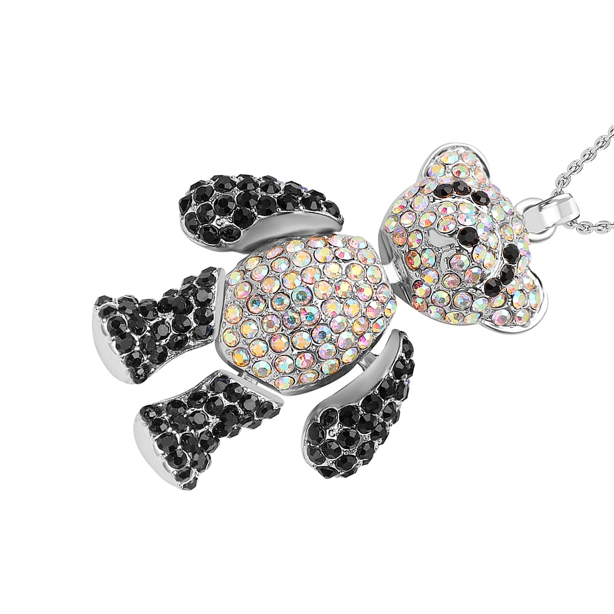 Designer Inspired - Black &amp; White Cubic Zirconia Teddy Pendant with Chain 35.0ct 4053292 7