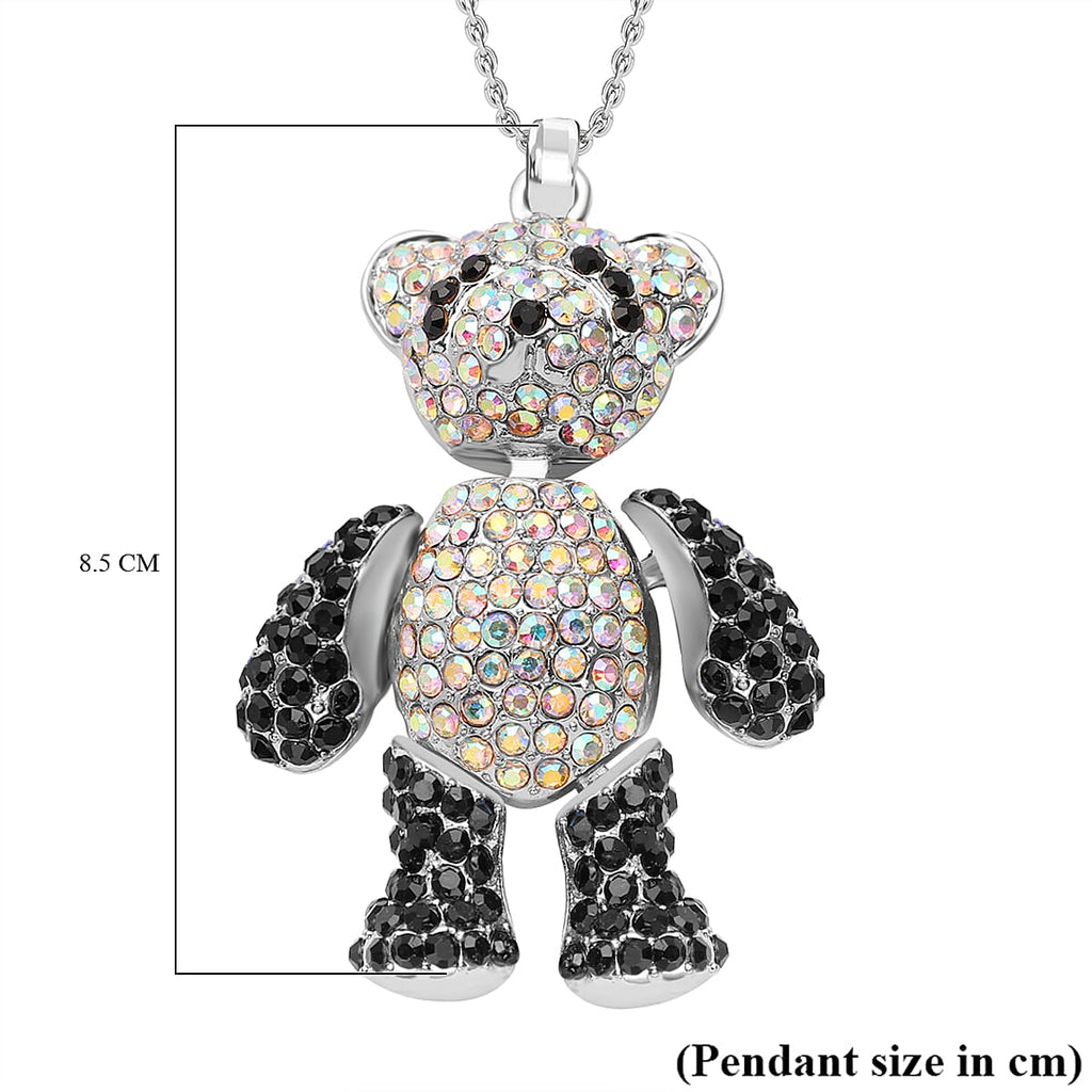 Designer Inspired - Black & White Cubic Zirconia Teddy Pendant with Chain 35.0ct