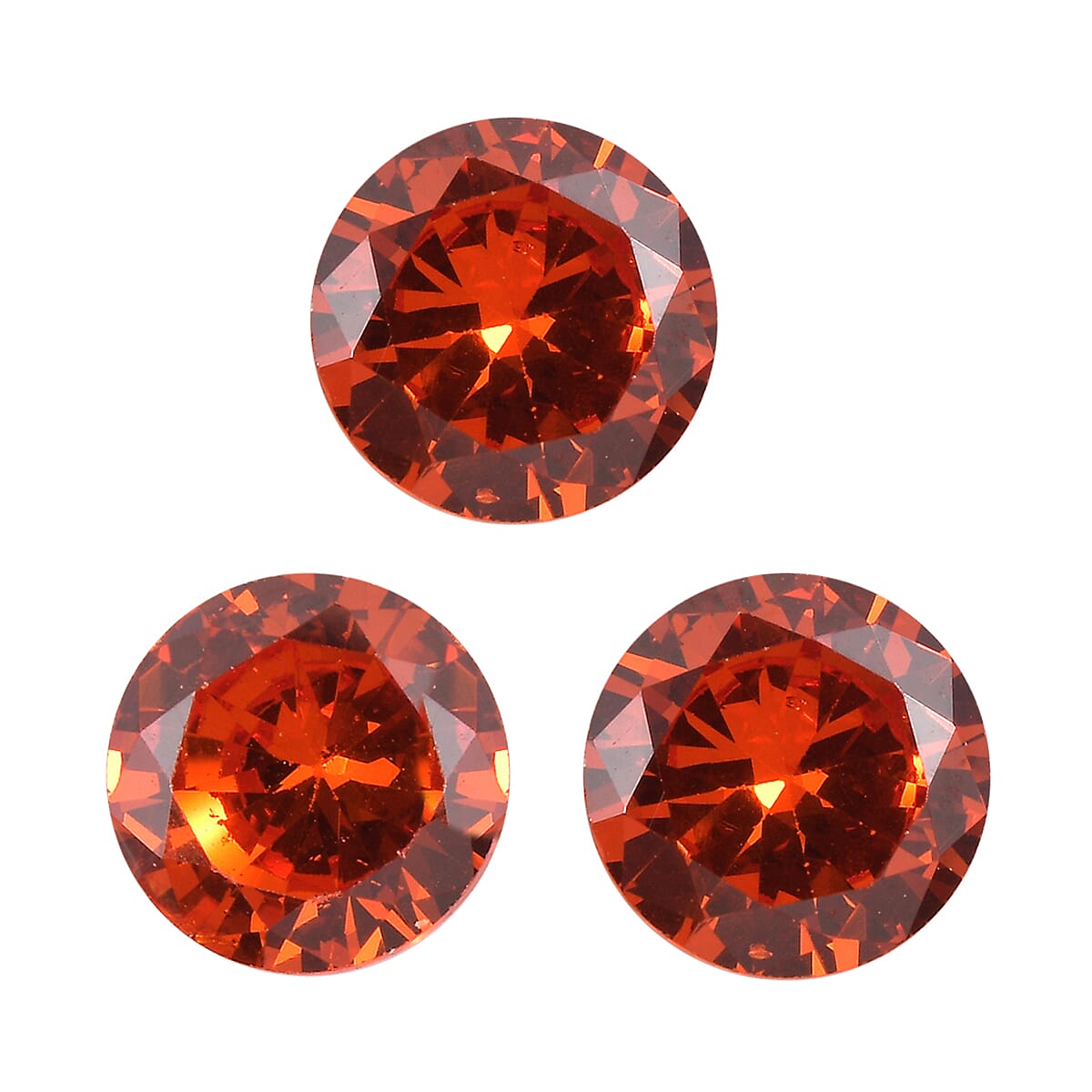 Set of 3 Orange Cubic Zirconia Loose Gemstones in Round Shape 4 Ct. (6 mm) 8068390 0