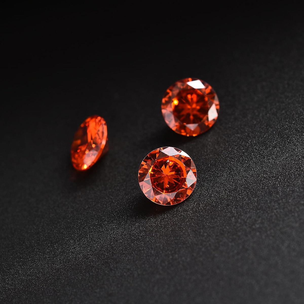 Set of 3 Orange Cubic Zirconia Loose Gemstones in Round Shape 4 Ct. (6 mm) 8068390 1