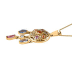Orange Sapphire, Multi Sapphire & Natural Zircon Dream Catcher Pendant with Chain (Size - 20) in 18K Vermeil Yellow Gold Plated Sterling Silver 1.64 Ct.