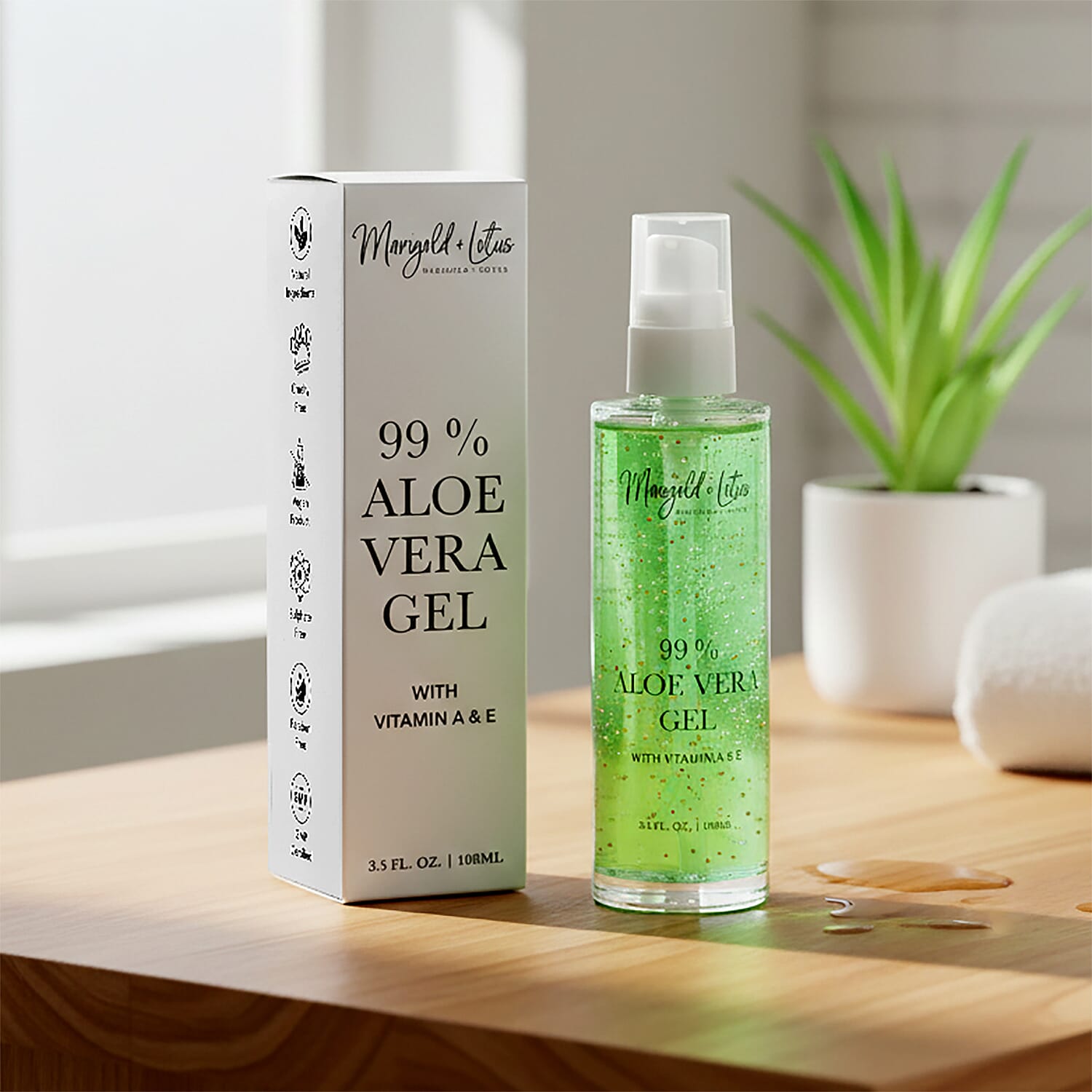 Marigold &amp; Lotus- Aloe Vera Gel with Vitamin A &amp; E (100 ML) 8244715 2