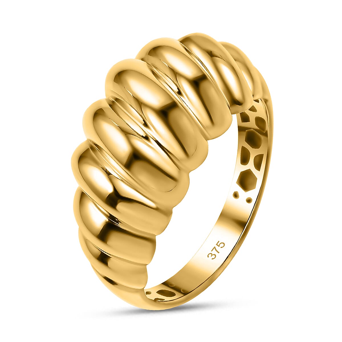 9K Yellow Gold Twisted Dome Ring 7384211 3