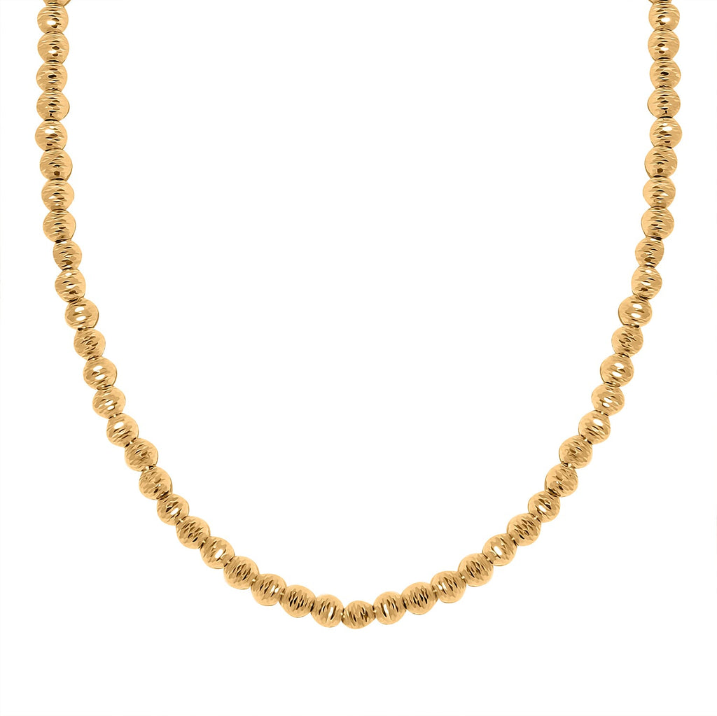 Ottoman Treasures - 14K Yellow Gold Diamond Cut Ball Beads Necklace (Size - 19 with Ext.) with Lobster Clasp Gold Wt. 9.16 Gms.