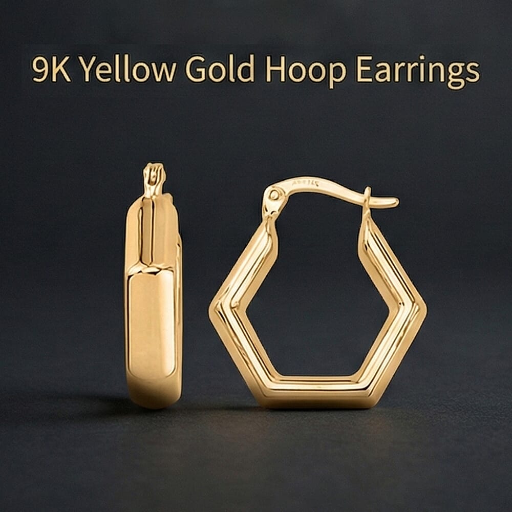Ottoman Treasures 9K Yellow Gold Hoop Earring with Clasp 8103812 2