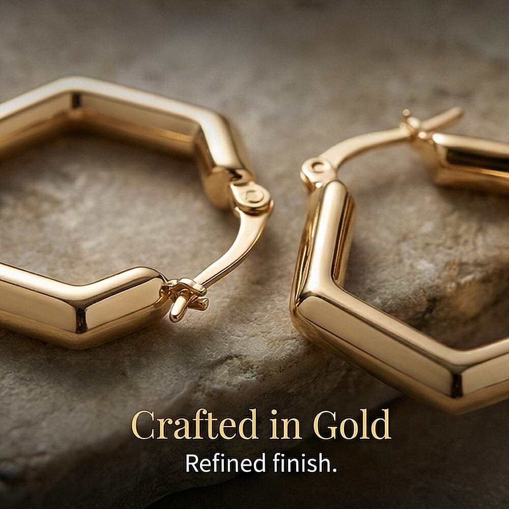 Ottoman Treasures 9K Yellow Gold Hoop Earring with Clasp 8103812 4