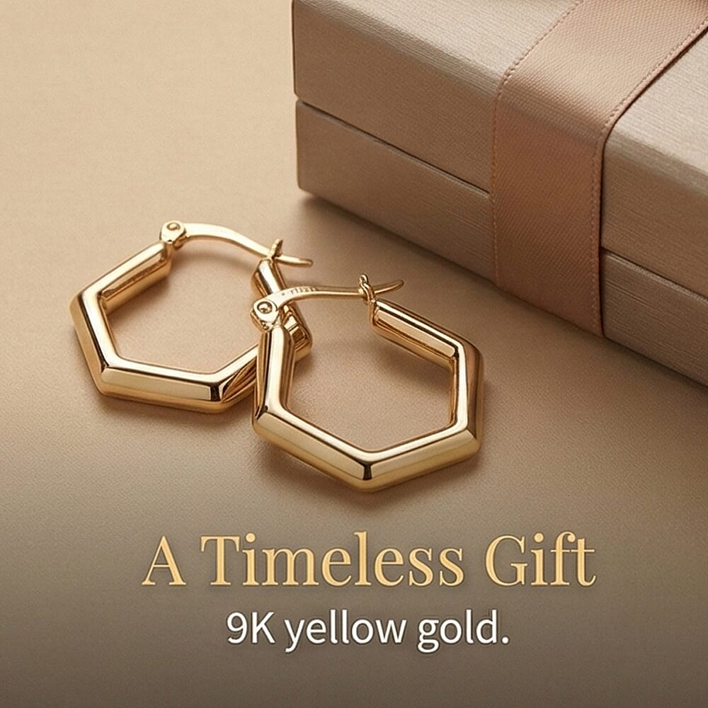 Ottoman Treasures 9K Yellow Gold Hoop Earring with Clasp 8103812 5