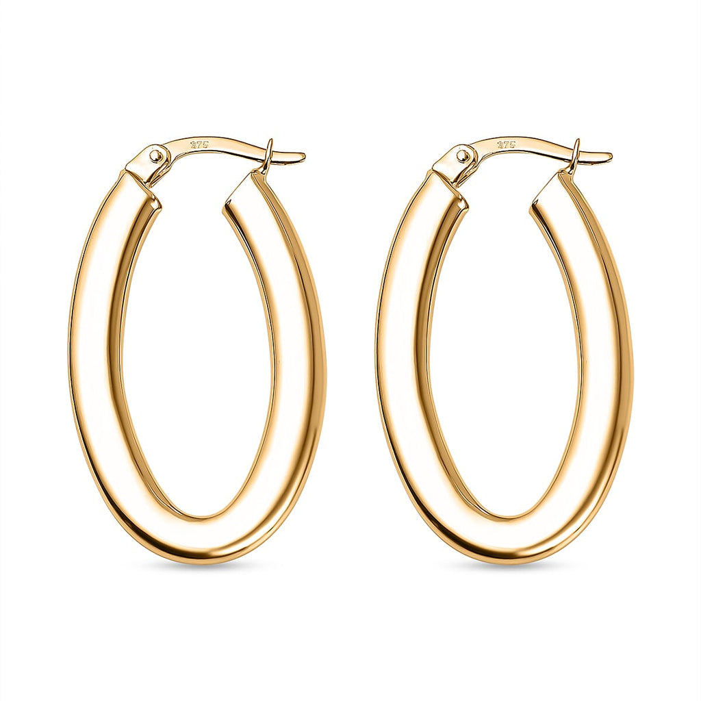 Otttoman Treasures - 9K Yellow Gold Oval Hoop Earrings