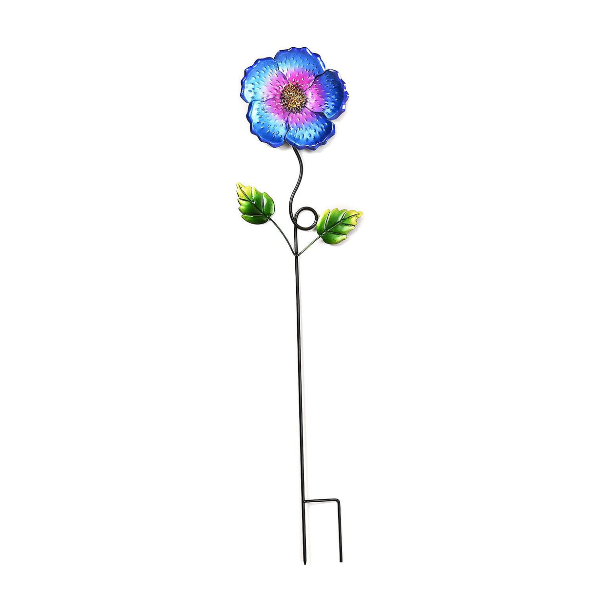 Outdoor Garden Decoration Flower Metal Stake - Green &amp; Orange 7546951 1