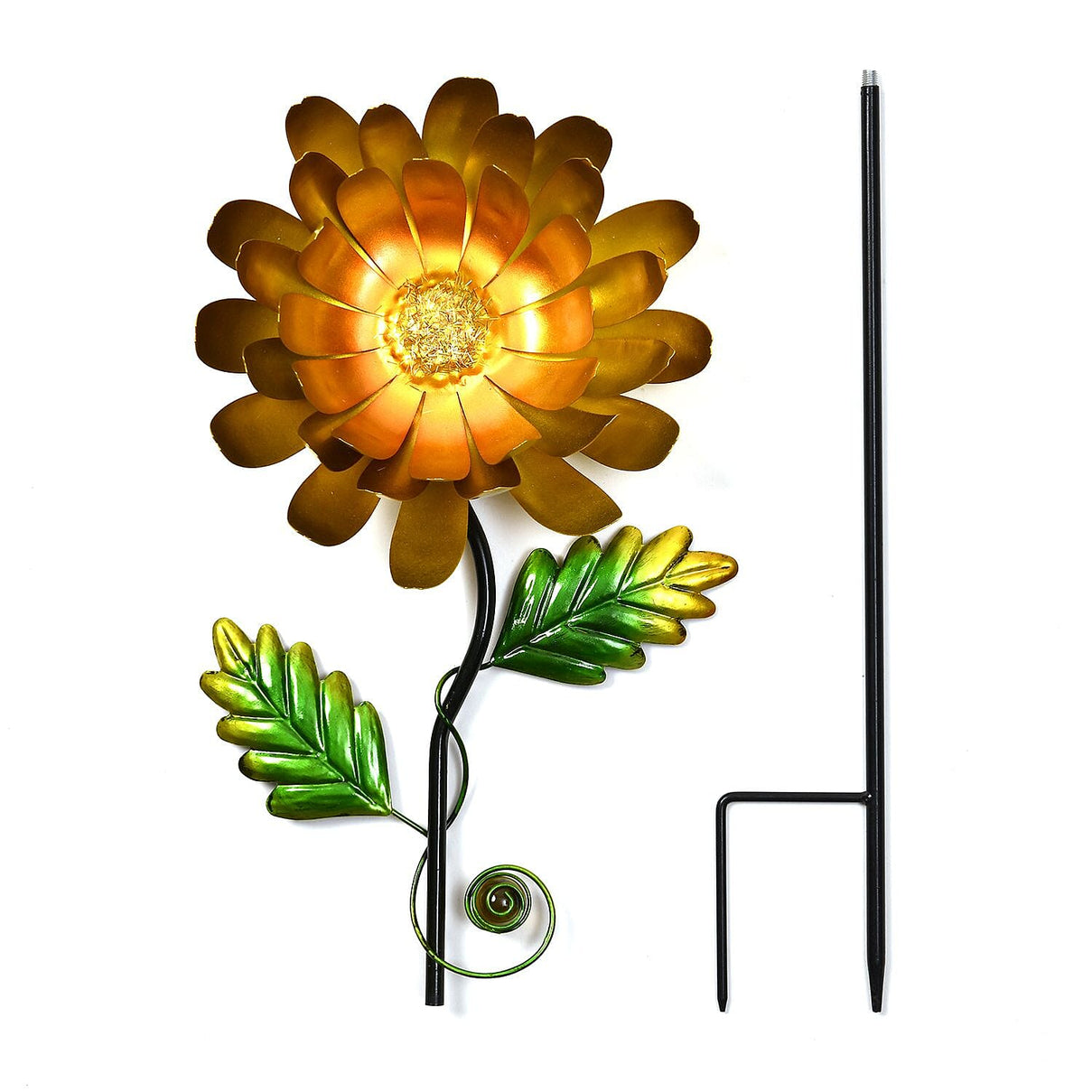 Outdoor Garden Decoration Flower Metal Stake - Orange 7546965 0