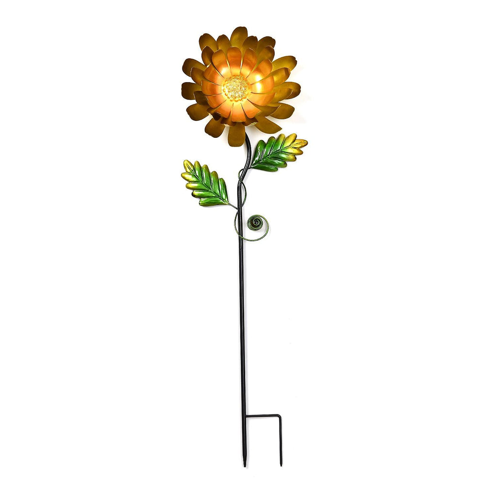 Outdoor Garden Decoration Flower Metal Stake - Orange