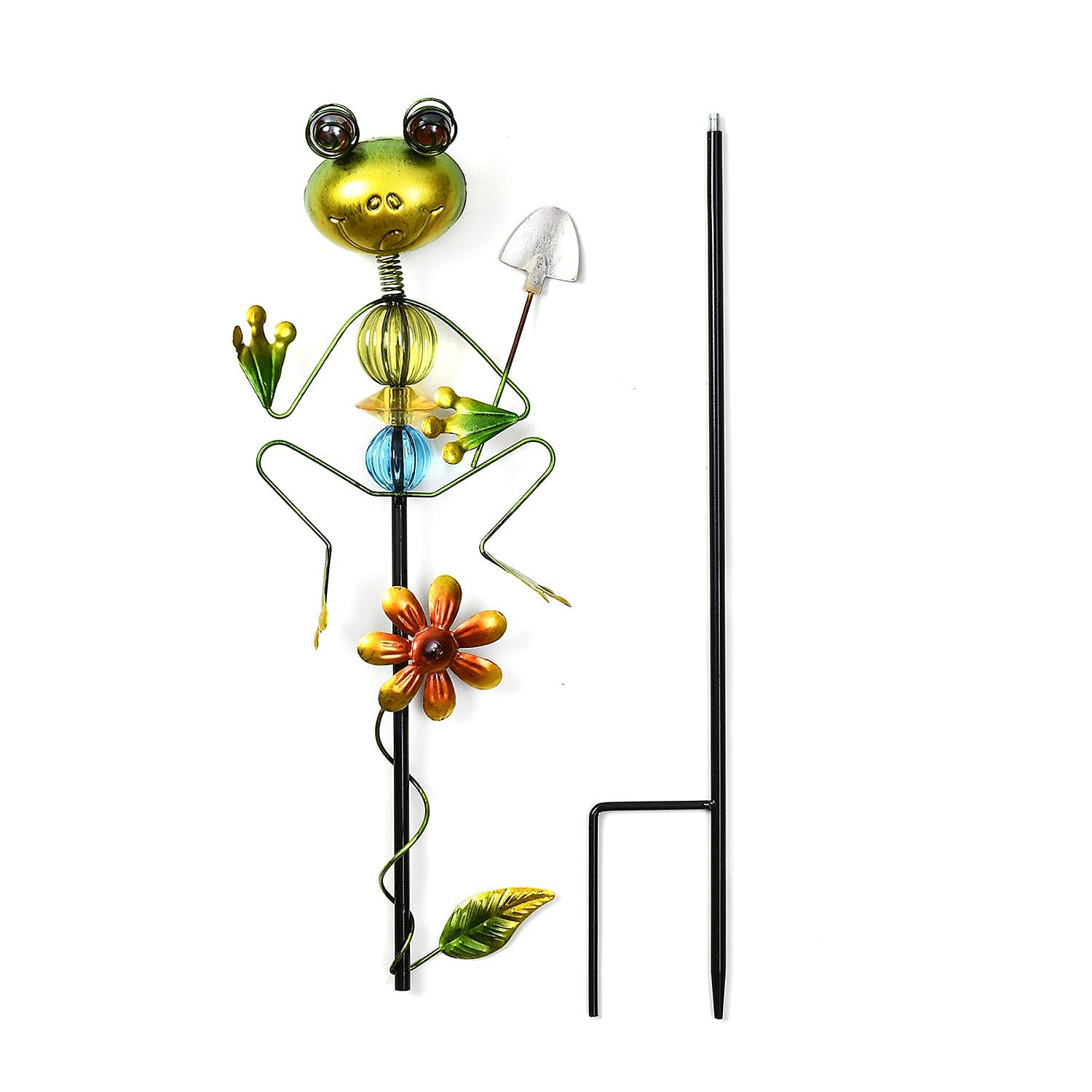 Outdoor Garden Decoration Frog with Shovel Stake - Green - Red 7546926 0