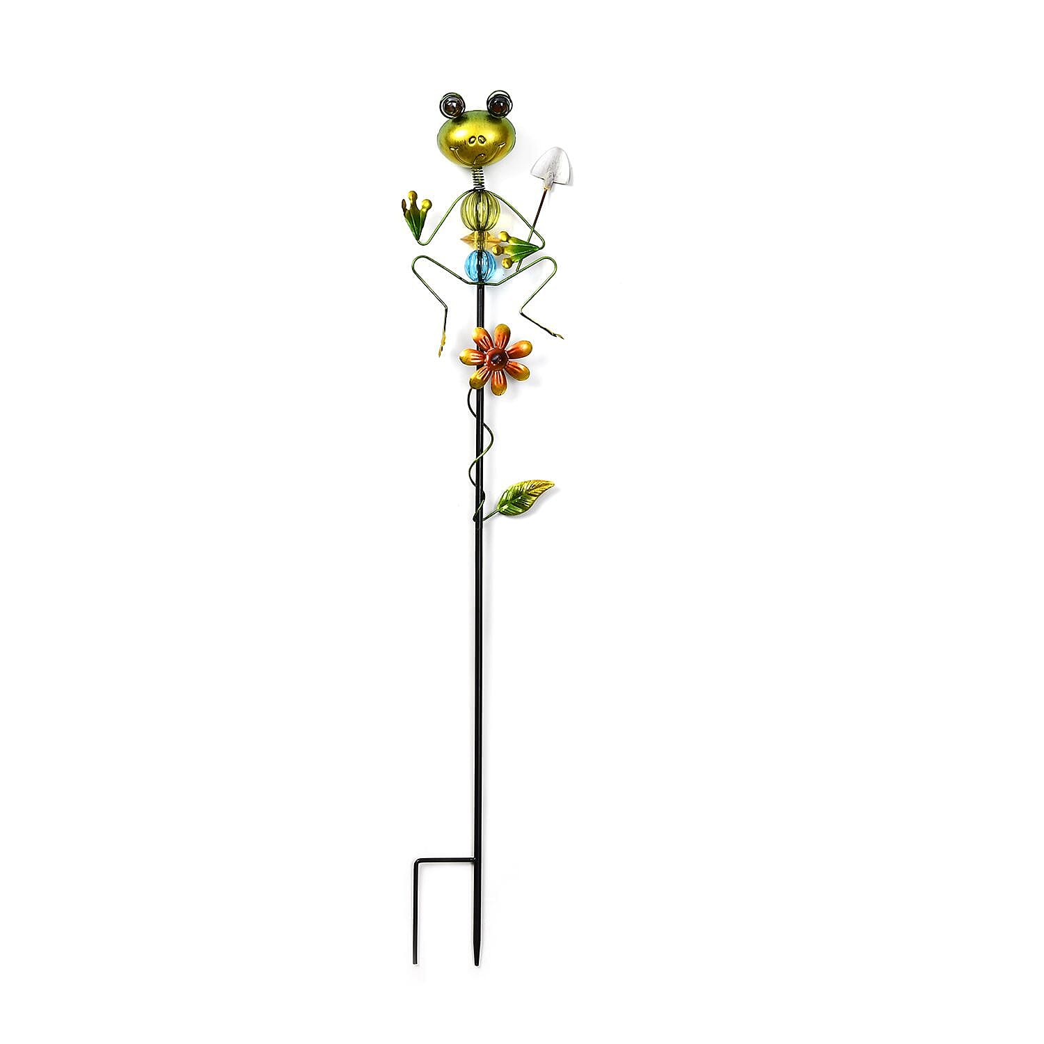 Outdoor Garden Decoration Frog with Shovel Stake - Green - Red 7546926 1
