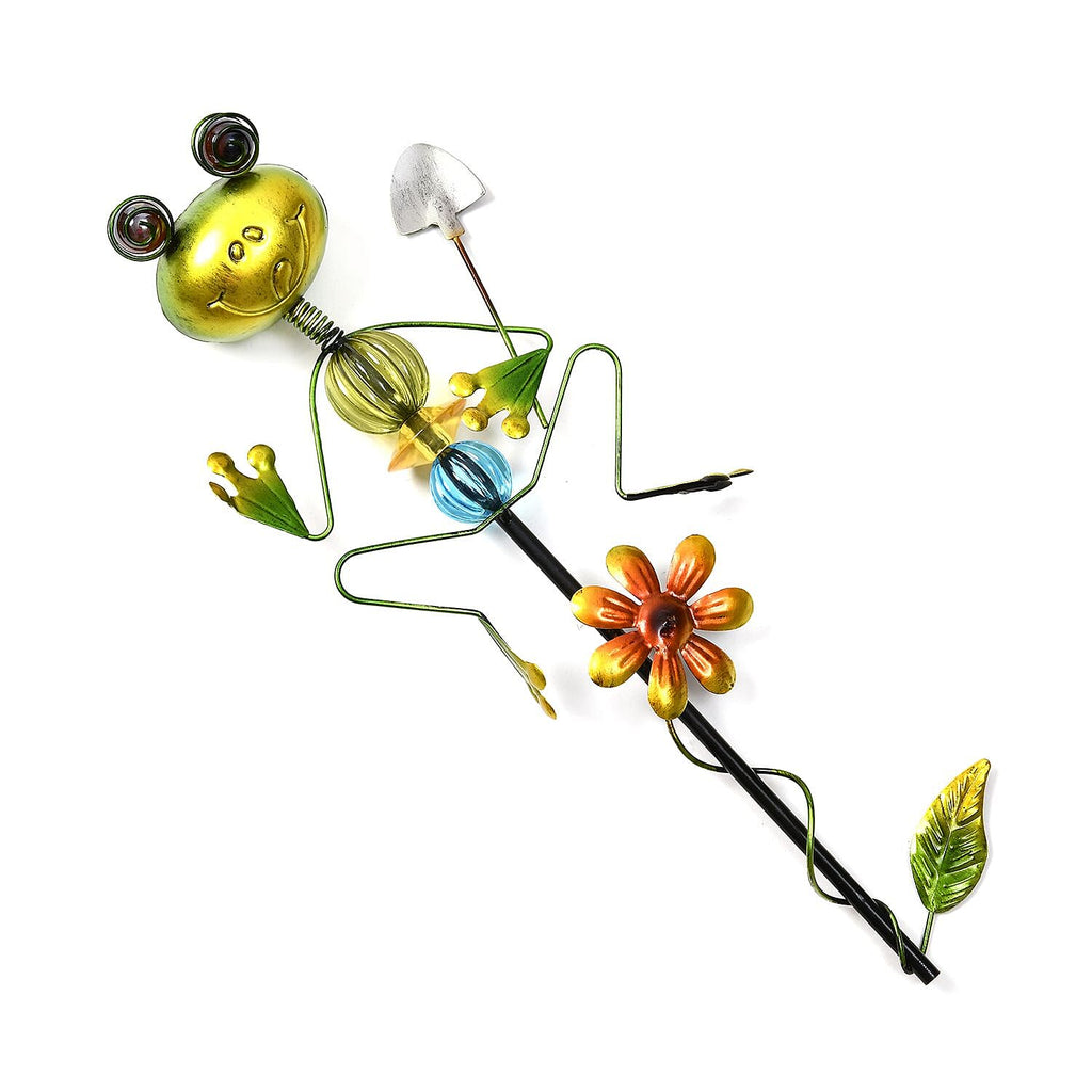 Outdoor Garden Decoration Frog with Shovel Stake - Green - Red