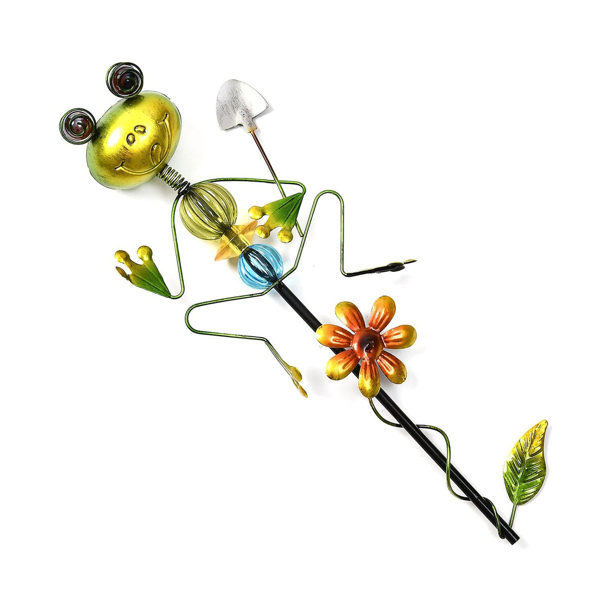 Outdoor Garden Decoration Frog with Shovel Stake - Green - Red 7546926 2