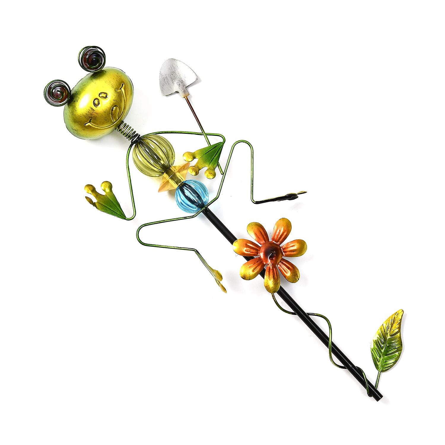 Outdoor Garden Decoration Frog with Shovel Stake - Green - Red 7546926 2