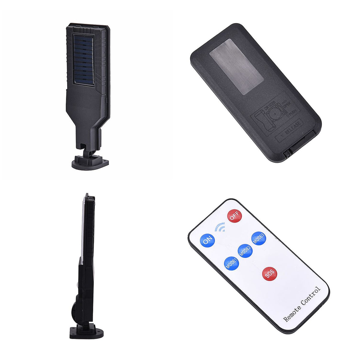 Solar Powered Motion Sensor Lamp with 3 Modes &amp; SOS Flash with Remote - (12.5 x 8.5cm) Black 7486034 5