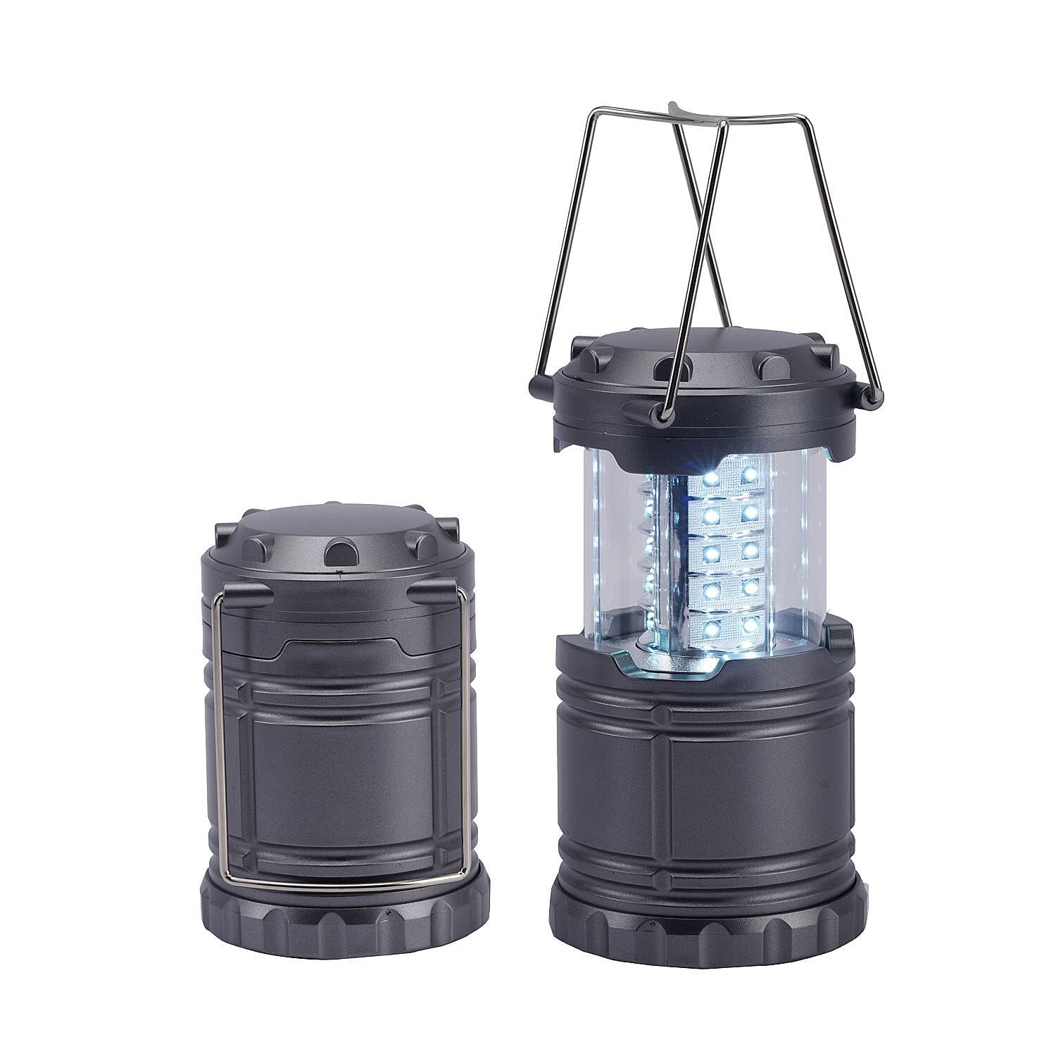 Set of 2 - 30 LED Lanterns (Battery 3xAA, Not Inc.) - Silver 7432682 2