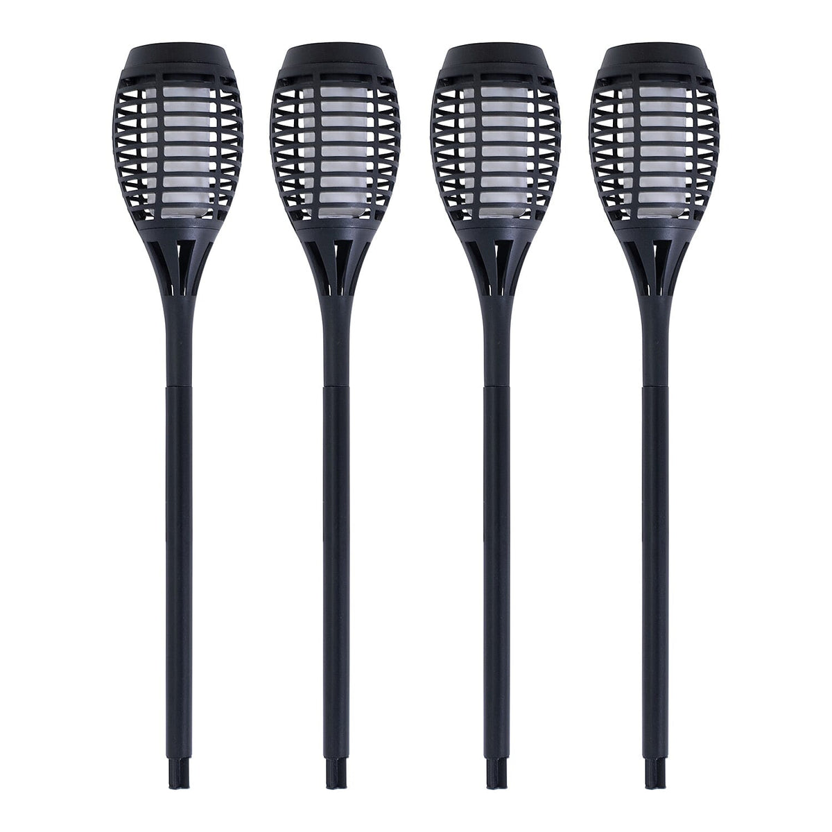 Set of 4 Solar Flame Lamp Outdoor Garden Pathway Lighting - Black 7698844 0