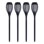Set of 4 Solar Flame Lamp Outdoor Garden Pathway Lighting - Black