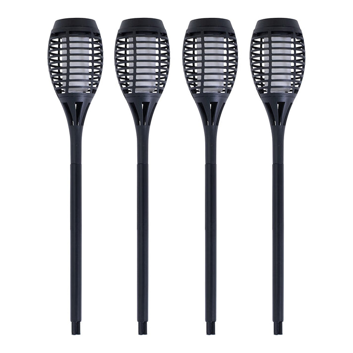 Set of 4 Solar Flame Lamp Outdoor Garden Pathway Lighting - Black 7698844 1