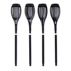 Set of 4 Solar Flame Lamp Outdoor Garden Pathway Lighting - Black