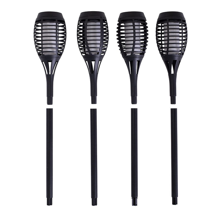 Set of 4 Solar Flame Lamp Outdoor Garden Pathway Lighting - Black 7698844 2